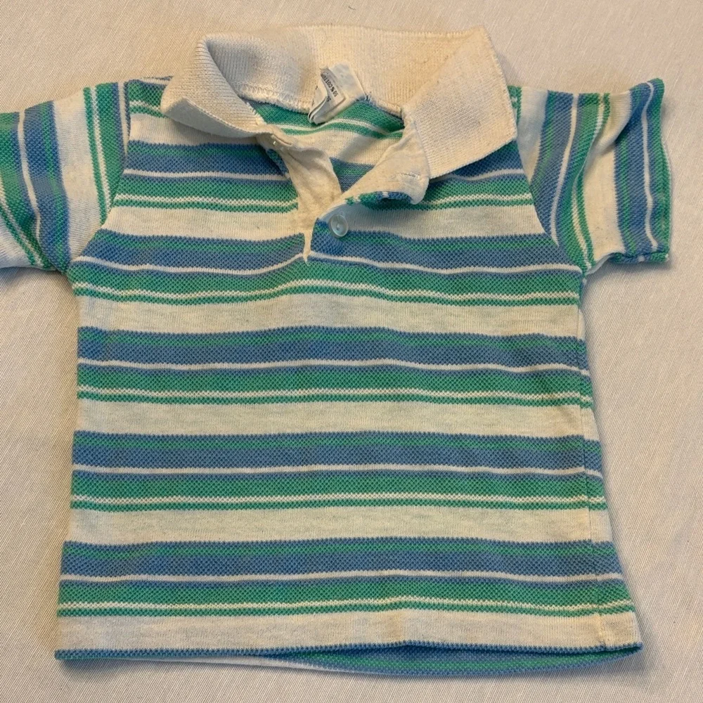 Striped Vintage 2T Polo Shirt Set - Blue, Red, Green